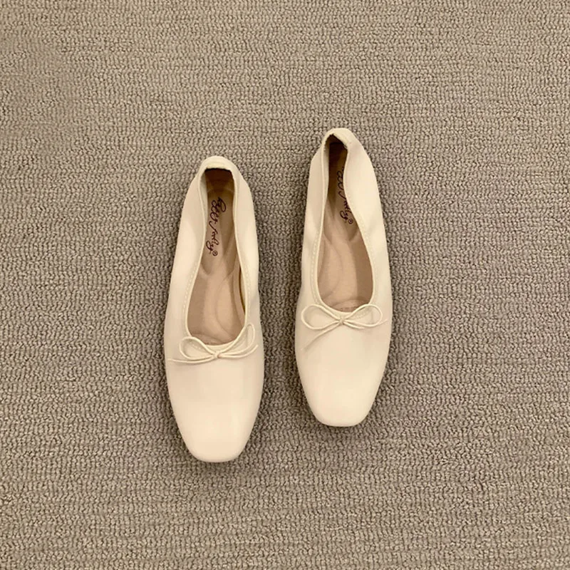 Fashion Shallow Women Ballet Flats Dance Shoes Casual Female Soft Footwear Butterfly-Knot Ladies Flats Slip On Shoes