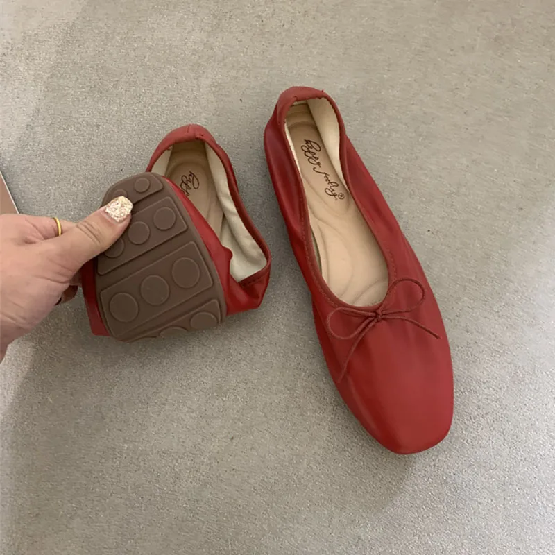 Fashion Shallow Women Ballet Flats Dance Shoes Casual Female Soft Footwear Butterfly-Knot Ladies Flats Slip On Shoes