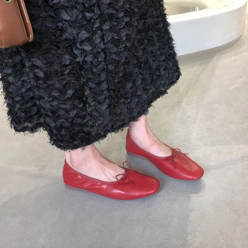 Fashion Shallow Women Ballet Flats Dance Shoes Casual Female Soft Footwear Butterfly-Knot Ladies Flats Slip On Shoes