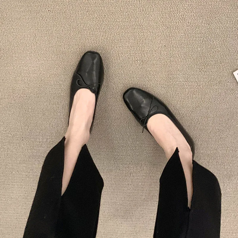 Fashion Shallow Women Ballet Flats Dance Shoes Casual Female Soft Footwear Butterfly-Knot Ladies Flats Slip On Shoes