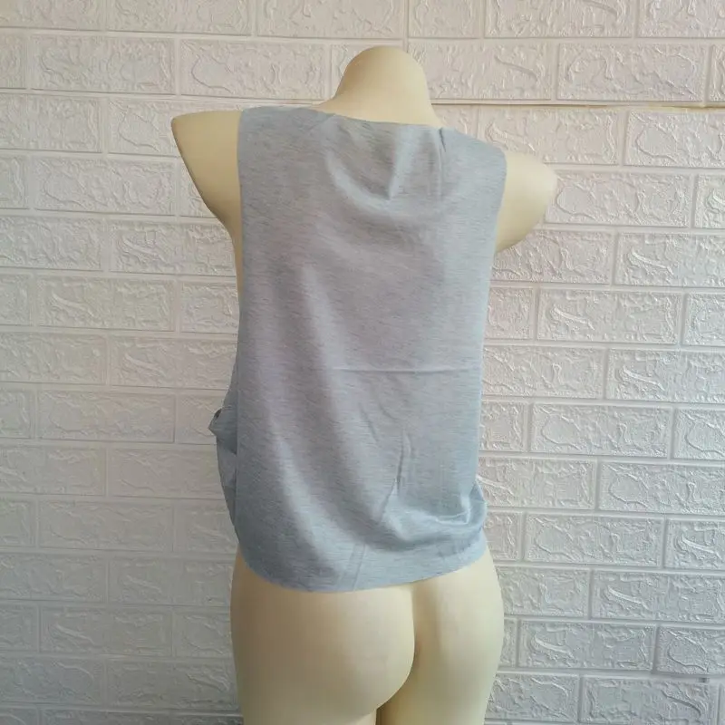 Women Sleeveless Sexy Side Hollow Out Tank Top Summer Loose Fit Crop Tees Gym Fitness Breathable Camisole Hot Girl Sporty Cloth