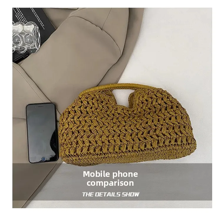 New Summer Beach Bag for Women Clutch Bag Luxury Designer Straw Bags Tote Handbag Fashion Woven Rattan Bags Female Travel Purse