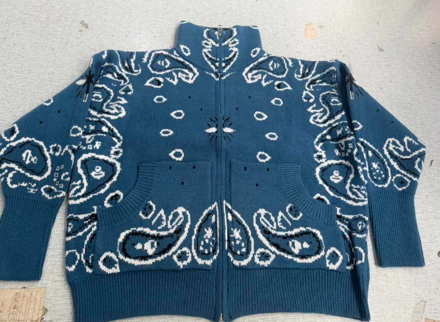 Vintage Paisley Jacquard Women's Cardigan Autumn Stand Neck Zip-up Knit Sweater Lady New Casual Elegant Winter Clothes 2026