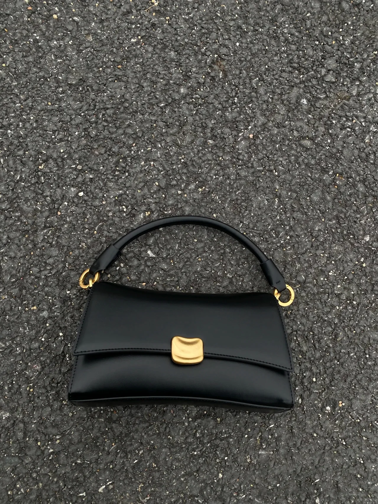 Black Flap Lock Handbags Women PU Leather Top-Handle Messenger Bag Casual Female Crossbody Bag Retro Square Shoulder Bag Purse