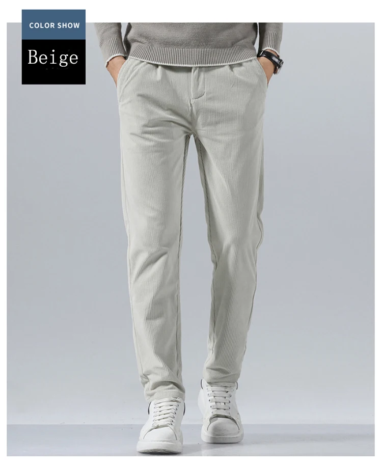 Autumn and Winter Men's Corduroy Trousers New Men's Clothing Stretch Slim Fit Casual Pants Fashion Mens Business Work Pants
