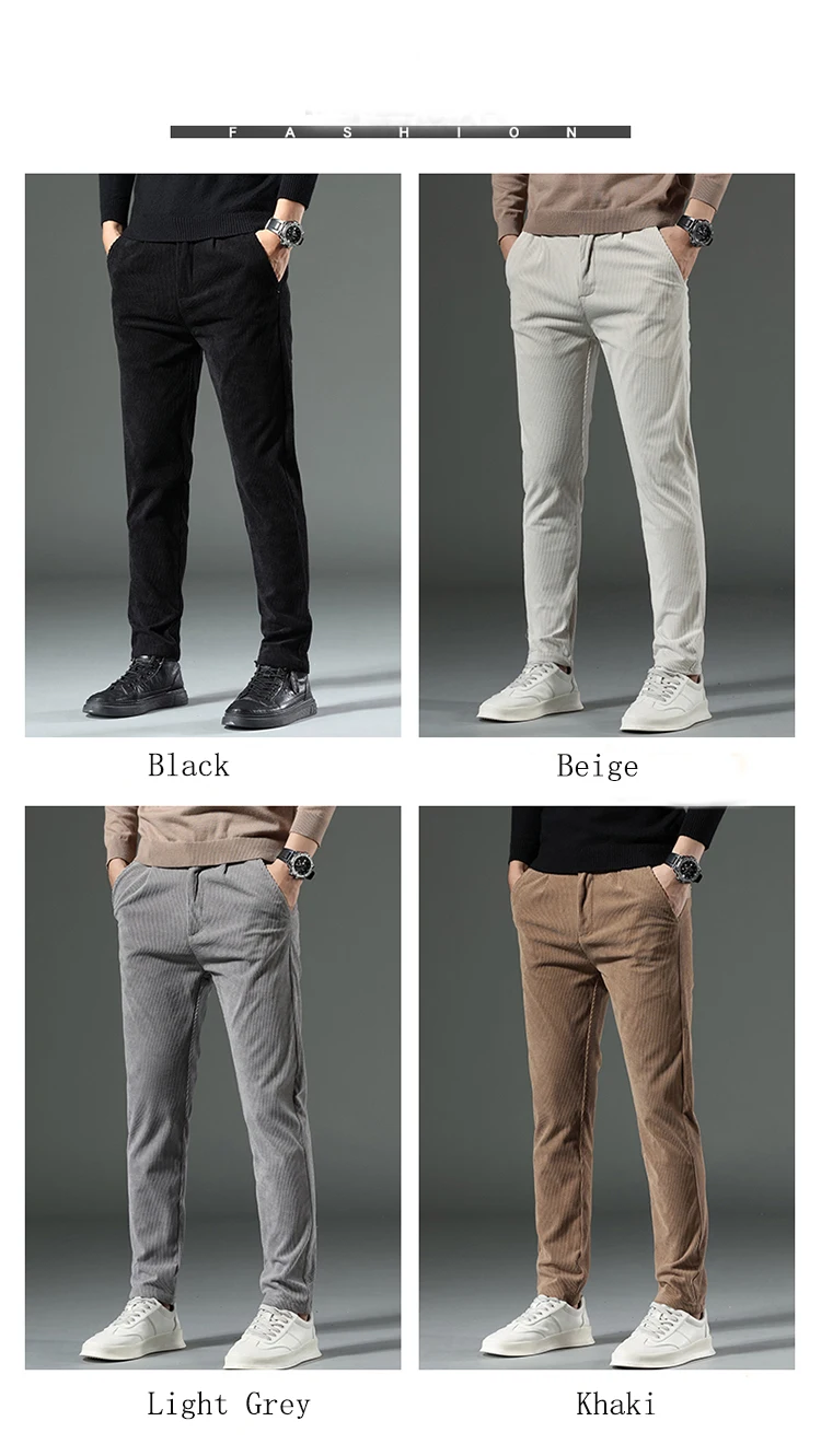 Autumn and Winter Men's Corduroy Trousers New Men's Clothing Stretch Slim Fit Casual Pants Fashion Mens Business Work Pants