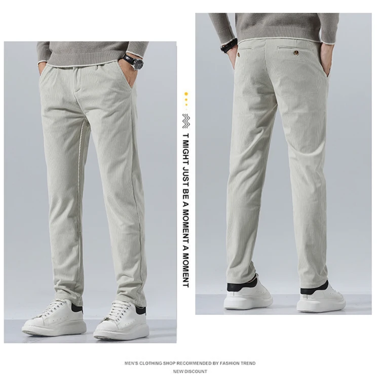 Autumn and Winter Men's Corduroy Trousers New Men's Clothing Stretch Slim Fit Casual Pants Fashion Mens Business Work Pants