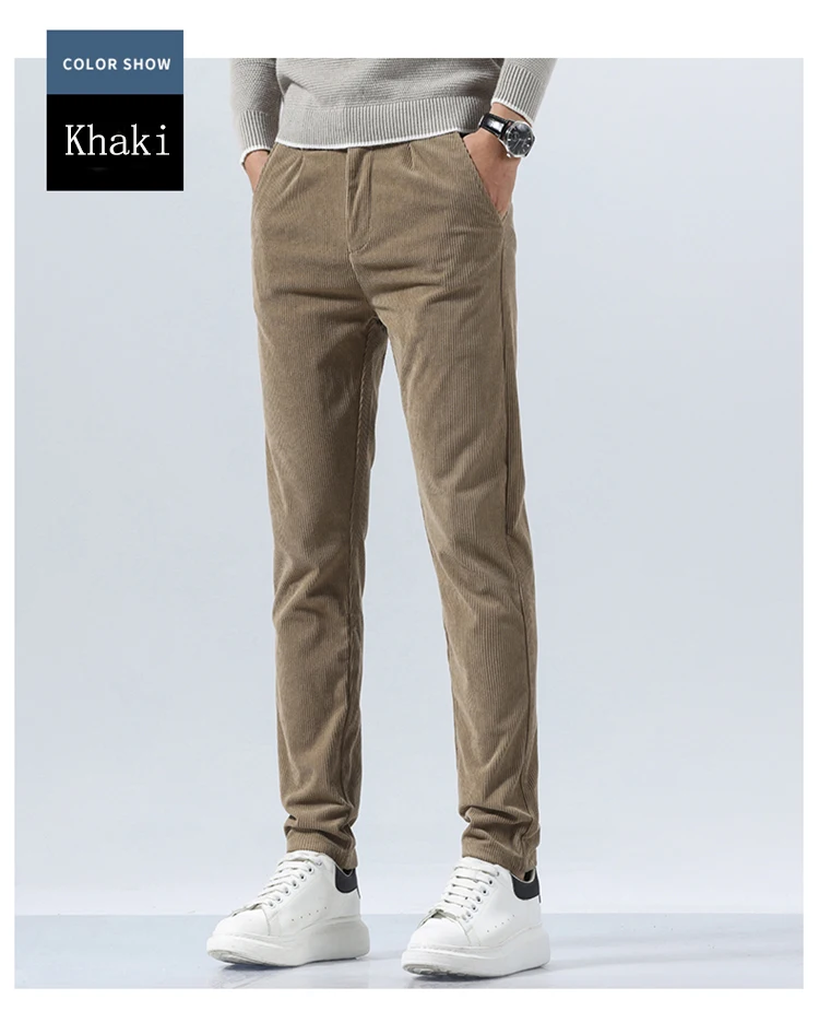 Autumn and Winter Men's Corduroy Trousers New Men's Clothing Stretch Slim Fit Casual Pants Fashion Mens Business Work Pants