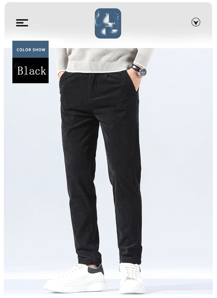 Autumn and Winter Men's Corduroy Trousers New Men's Clothing Stretch Slim Fit Casual Pants Fashion Mens Business Work Pants