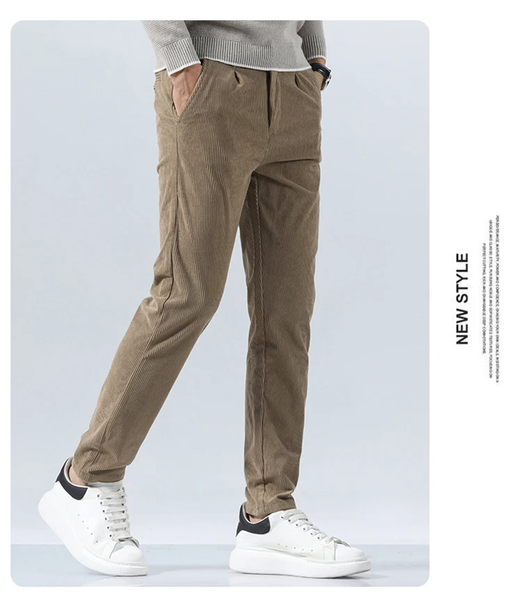 Autumn and Winter Men's Corduroy Trousers New Men's Clothing Stretch Slim Fit Casual Pants Fashion Mens Business Work Pants