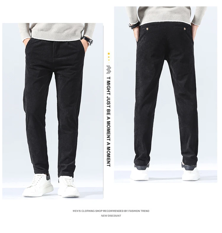 Autumn and Winter Men's Corduroy Trousers New Men's Clothing Stretch Slim Fit Casual Pants Fashion Mens Business Work Pants