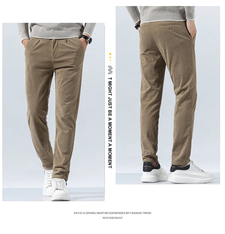 Autumn and Winter Men's Corduroy Trousers New Men's Clothing Stretch Slim Fit Casual Pants Fashion Mens Business Work Pants