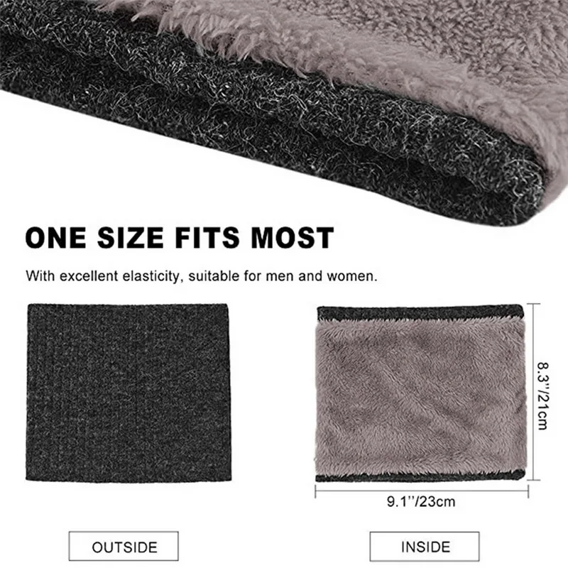 Unisex Knitted Warm Scarf Winter Autumn Ring Women Bandana Solid Fleece Scarf Men Headband Neck Scarf Shawl