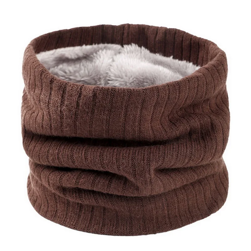 Unisex Knitted Warm Scarf Winter Autumn Ring Women Bandana Solid Fleece Scarf Men Headband Neck Scarf Shawl