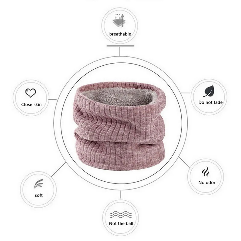 Unisex Knitted Warm Scarf Winter Autumn Ring Women Bandana Solid Fleece Scarf Men Headband Neck Scarf Shawl