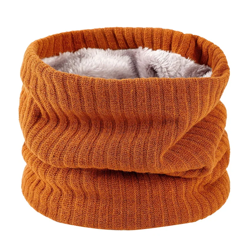 Unisex Knitted Warm Scarf Winter Autumn Ring Women Bandana Solid Fleece Scarf Men Headband Neck Scarf Shawl