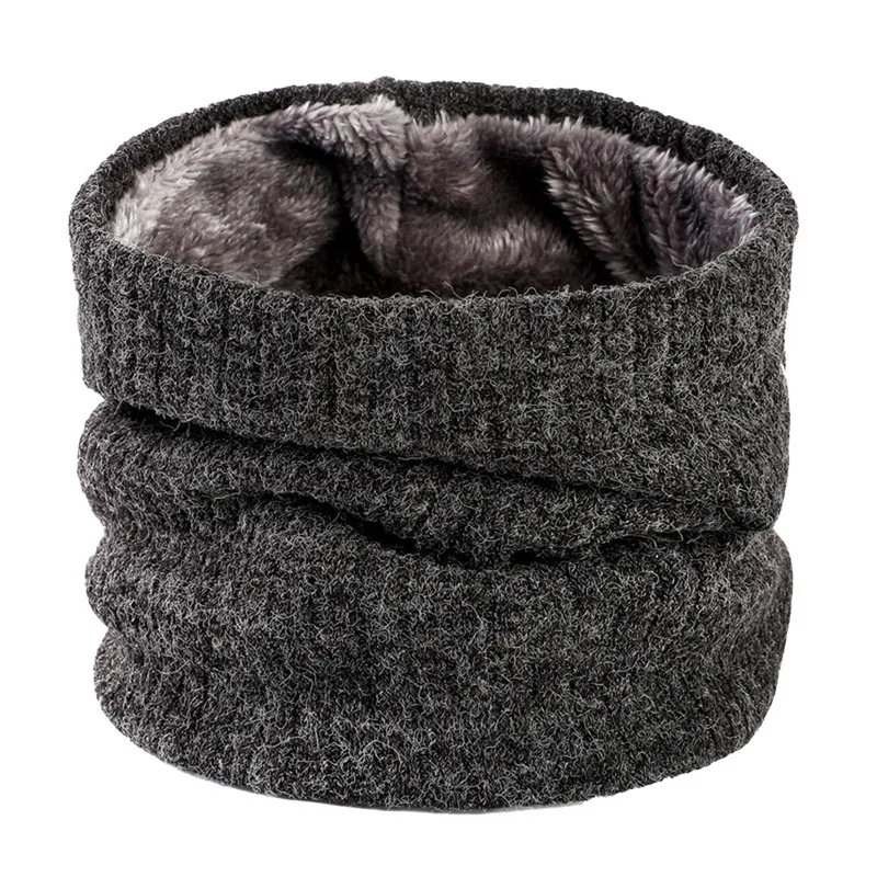 Unisex Knitted Warm Scarf Winter Autumn Ring Women Bandana Solid Fleece Scarf Men Headband Neck Scarf Shawl