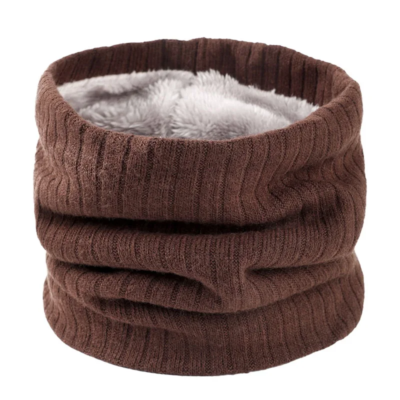 Unisex Knitted Warm Scarf Winter Autumn Ring Women Bandana Solid Fleece Scarf Men Headband Neck Scarf Shawl