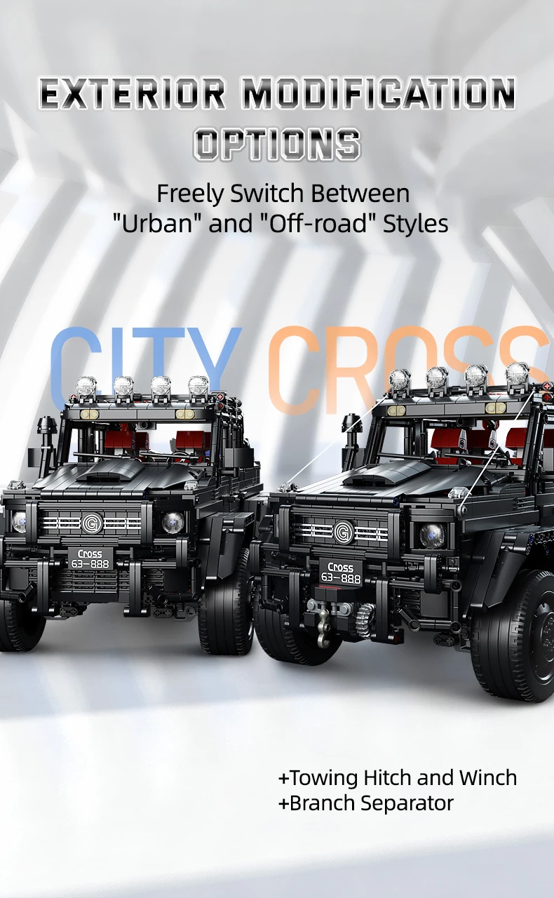 KAVOWORLD 6x6 Black Off-Road Truck Building Blocks Set 1:8 Pickup Truck Car Construction Kit DIY Bricks Toy Gift for Adults Teen