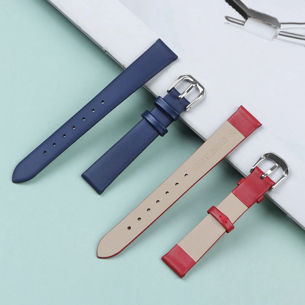 6mm 8mm 10mm 12mm 13mm 14mm 16mm 17mm Cowhide Leather Watch Strap Ultra Thin Soft Bracelet for Women Men Universal Wrist Band