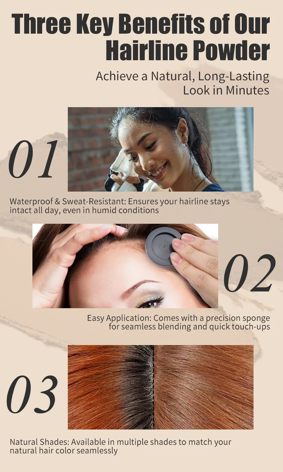SEVICH Hairline Shadow Powder With Brush Water Sweat Resistant Hair Loss Concealer Bald Spot Concealing Hair Powder Women Men