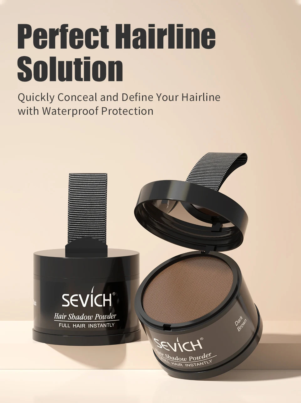 SEVICH Hairline Shadow Powder With Brush Water Sweat Resistant Hair Loss Concealer Bald Spot Concealing Hair Powder Women Men