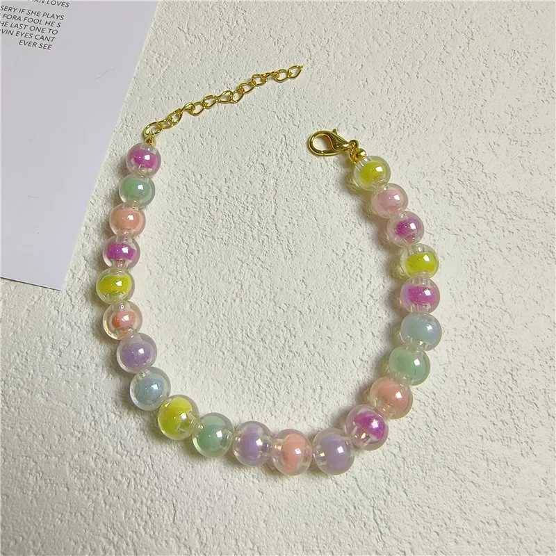 Colorful Pearl Dog Necklace Collar Fashion Jeweled Puppy Cat Collar Candy Color Dog Choker Pet Accessories Supplies