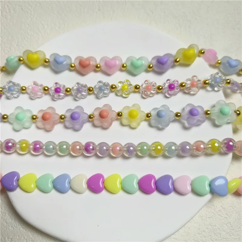 Colorful Pearl Dog Necklace Collar Fashion Jeweled Puppy Cat Collar Candy Color Dog Choker Pet Accessories Supplies