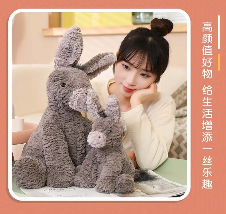 23/40/60CM Cute Burro Peluche Donkey Toys Lovely Grey Fluffy Donkey Plush Dolls Stuffed Soft Farm Animal for Kid Birthday Decor