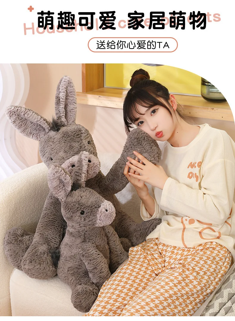 23/40/60CM Cute Burro Peluche Donkey Toys Lovely Grey Fluffy Donkey Plush Dolls Stuffed Soft Farm Animal for Kid Birthday Decor
