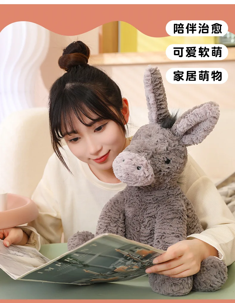 23/40/60CM Cute Burro Peluche Donkey Toys Lovely Grey Fluffy Donkey Plush Dolls Stuffed Soft Farm Animal for Kid Birthday Decor