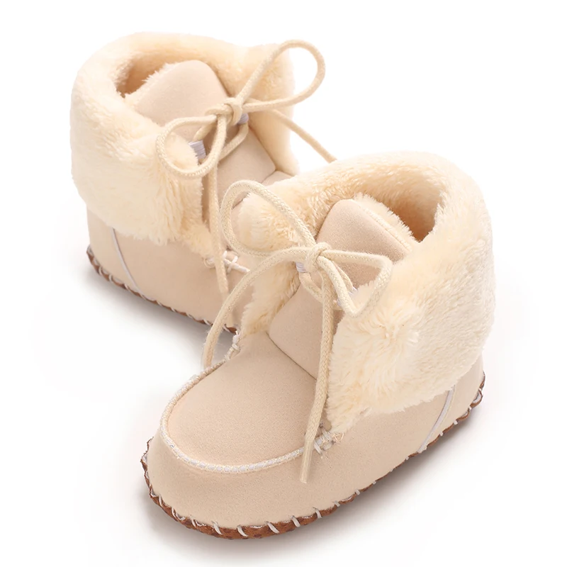 Autumn and Winter Baby Plush Thick Warm Cotton Shoes 0-18 Months Soft Soled Comfortable Non Slip Boots
