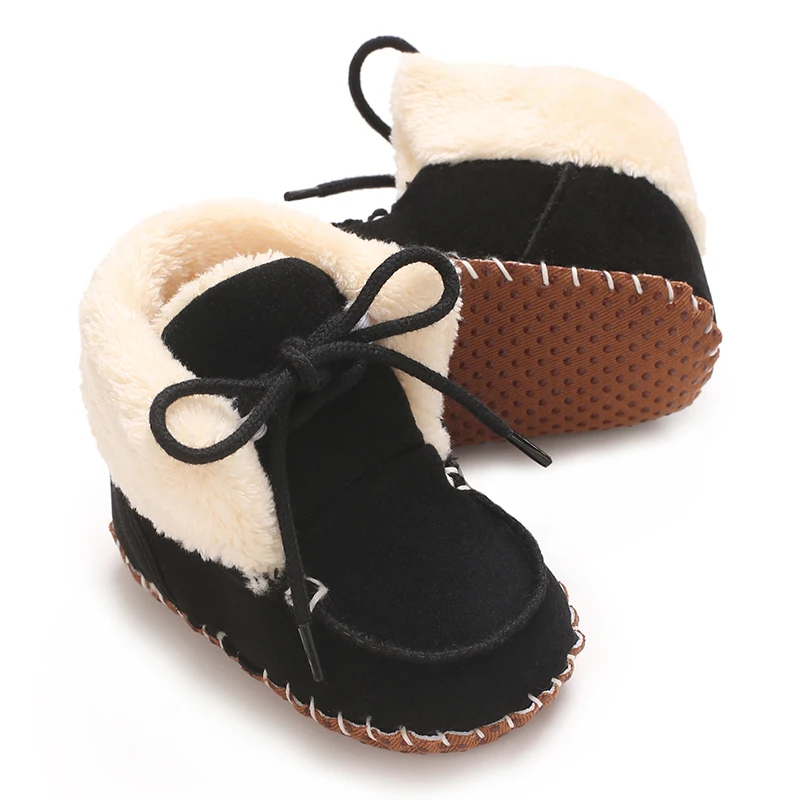 Autumn and Winter Baby Plush Thick Warm Cotton Shoes 0-18 Months Soft Soled Comfortable Non Slip Boots