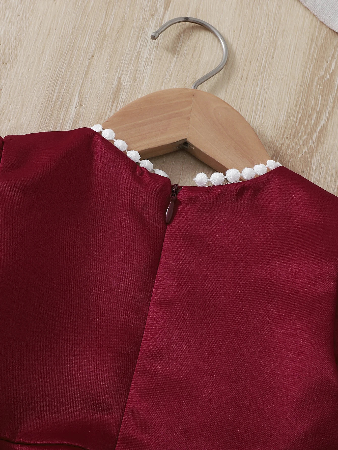 Baby Girl Birthday Dress Bubble Sleeves and Pearl Decal Wine Red Dress Suitable for 0-3 Year Old Daby Girls Party Princess Dress