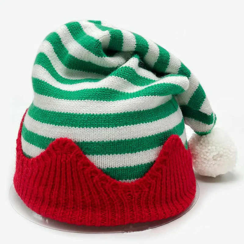 Christmas Knit Hat for Kids Adults Striped Elf Hat Christmas Beanie Hat Winter Cap for Christmas Holiday Party