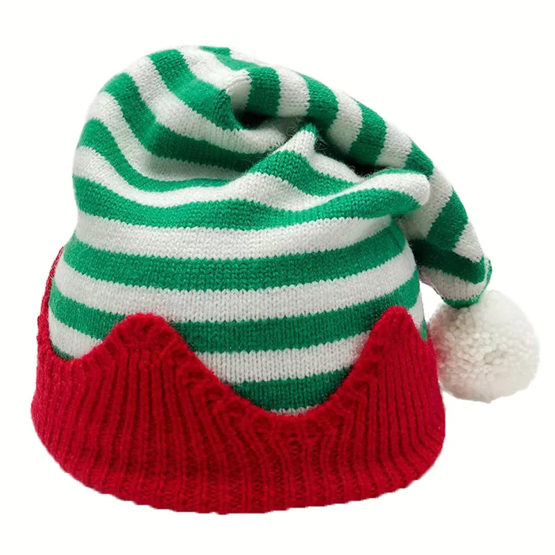 Christmas Knit Hat for Kids Adults Striped Elf Hat Christmas Beanie Hat Winter Cap for Christmas Holiday Party