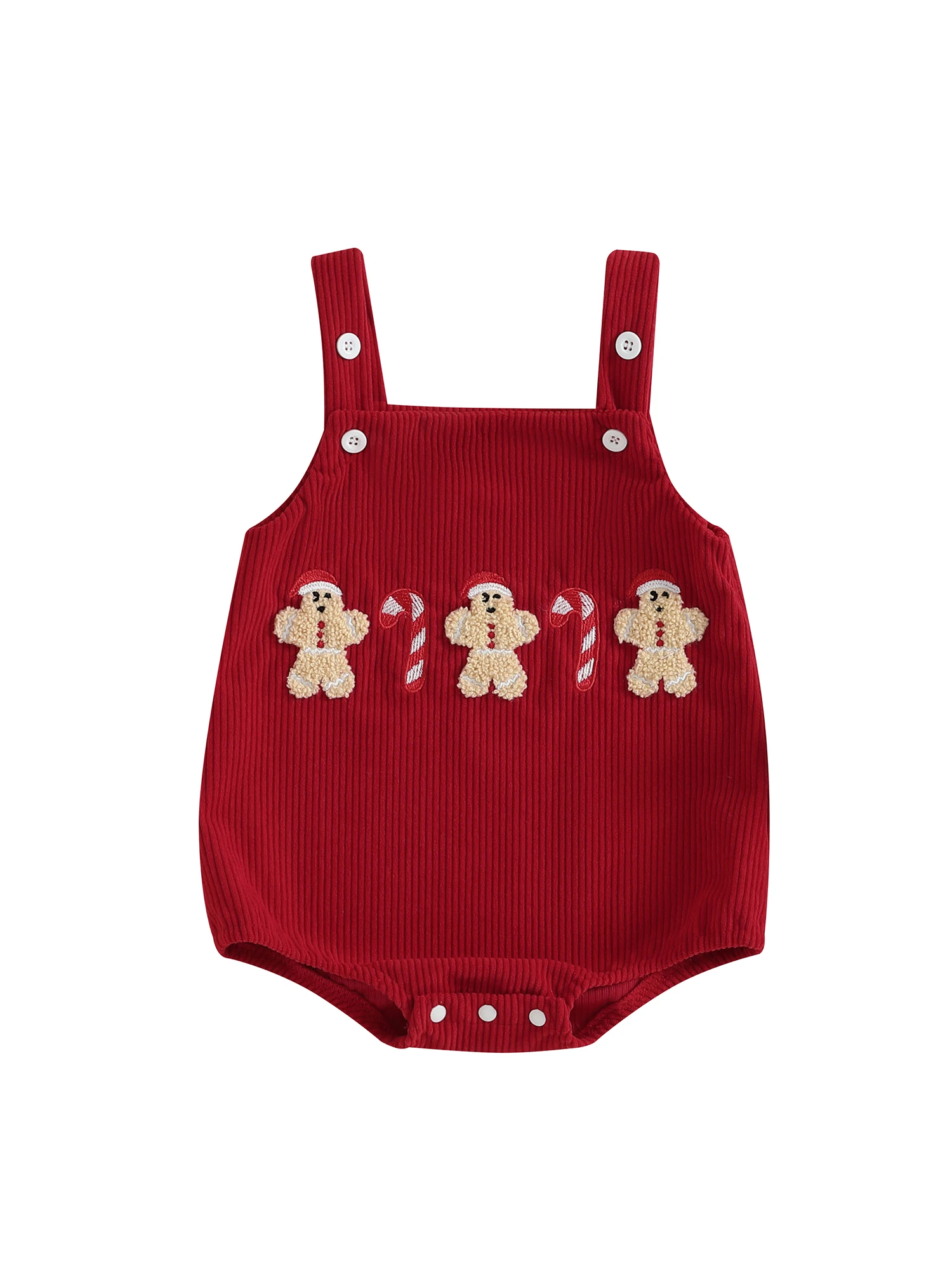 Tregren 0-18M Newborn Baby Christmas Romper Overalls Tree Letter Embroidery Sleeveless Corduroy Bodysuit Festival Infant Clothes