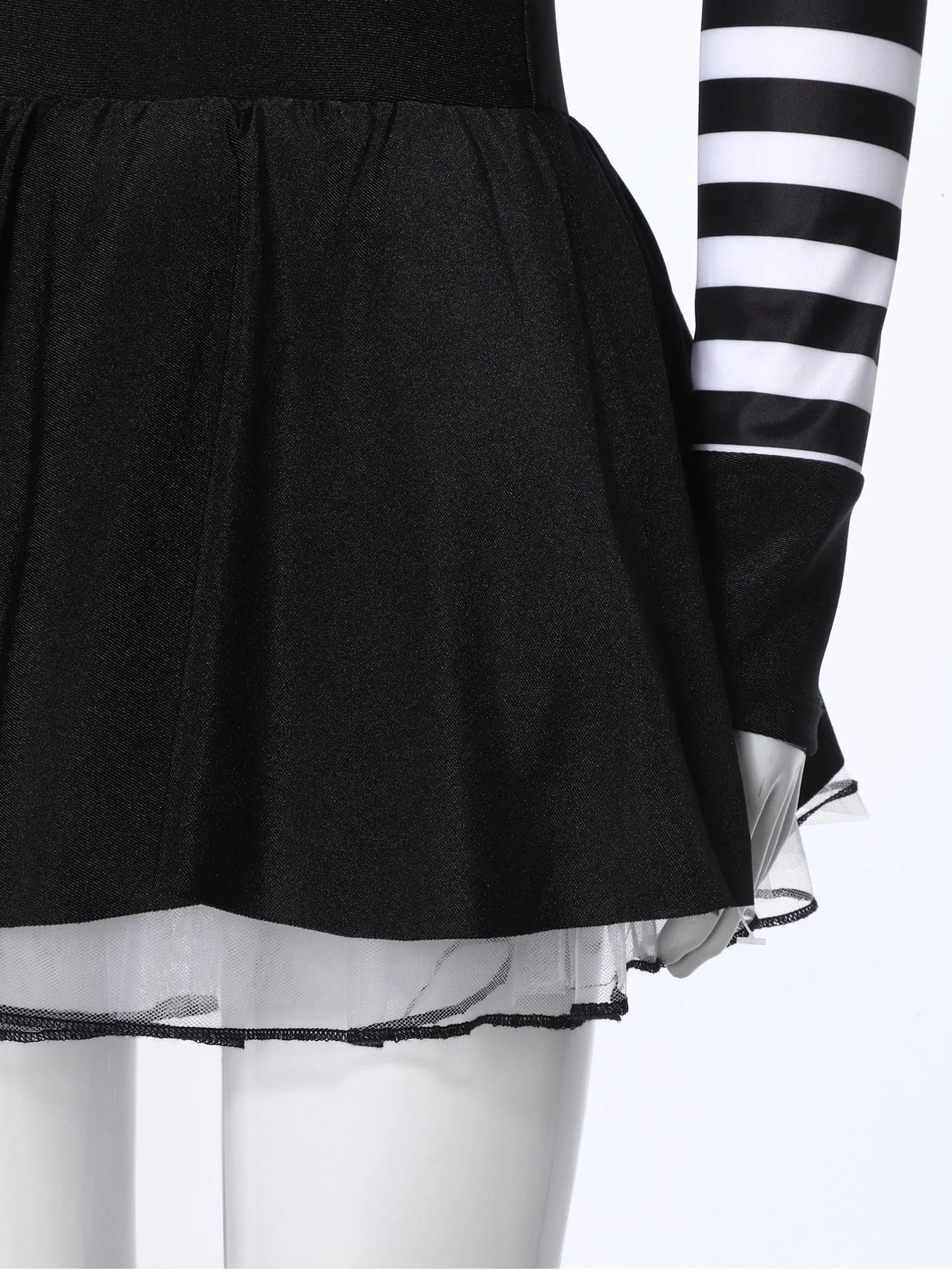 Kids Girls Prisoner Cosplay Costume Prison Jailbird Convict Uniform Long Sleeve Ruffled Striped Dress Halloween Party Dress Up