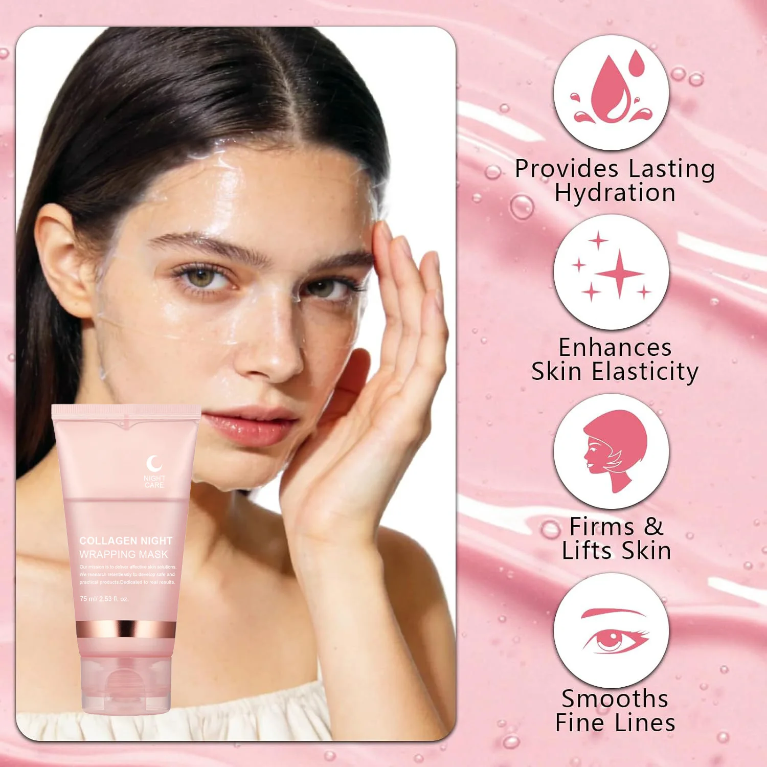 Salmon Collagen Jelly Cream Peel-Off Mask PDRN DNA Overnight Wrapping Facial Mask Elasticity Boosting Skin Glow Korean Skincare