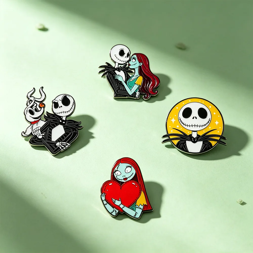 4-12Pcs Horror Movie Skeleton Joker Boys Enamel Pins Cartoon Killer Characters Brooch Fashion Lapel Badge Backpacks Jewelry Gift