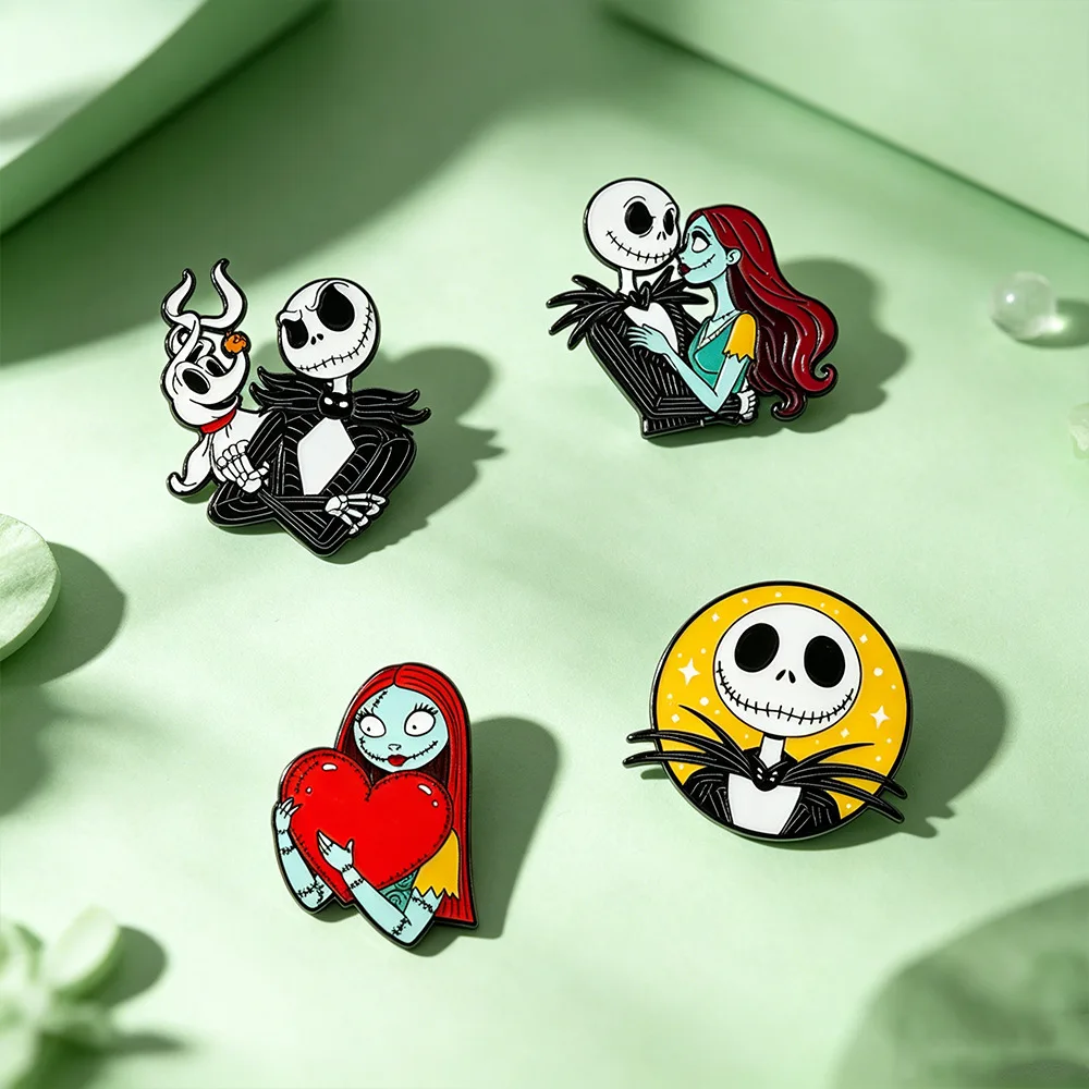 4-12Pcs Horror Movie Skeleton Joker Boys Enamel Pins Cartoon Killer Characters Brooch Fashion Lapel Badge Backpacks Jewelry Gift