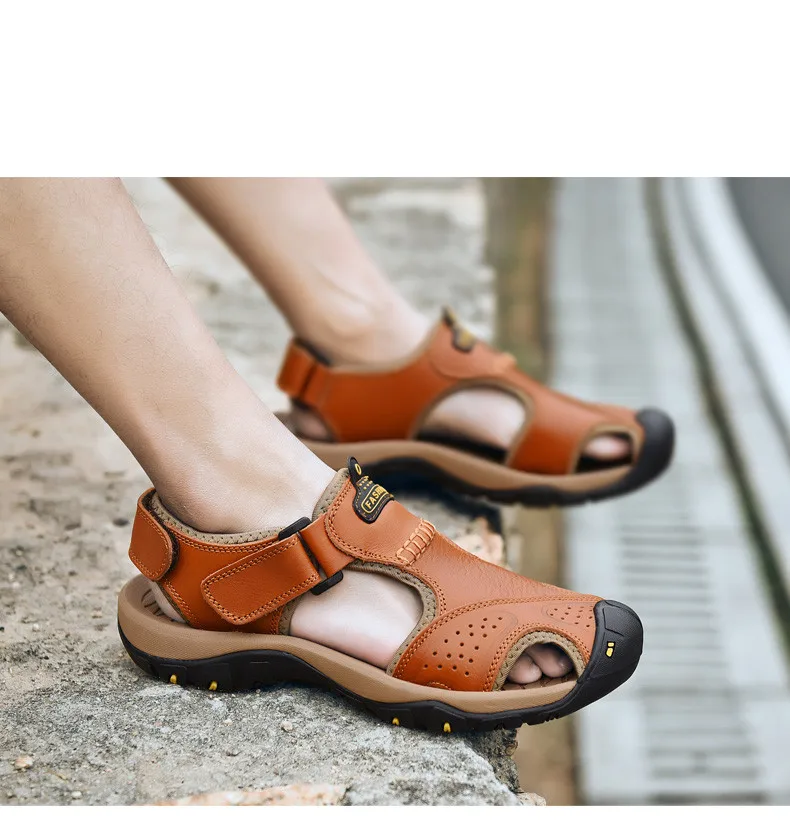 MIXIDELAI Genuine Leather Men Shoes Summer New Large Size Men's Sandals Men Sandals Fashion Sandals Slippers Big Size 38-47