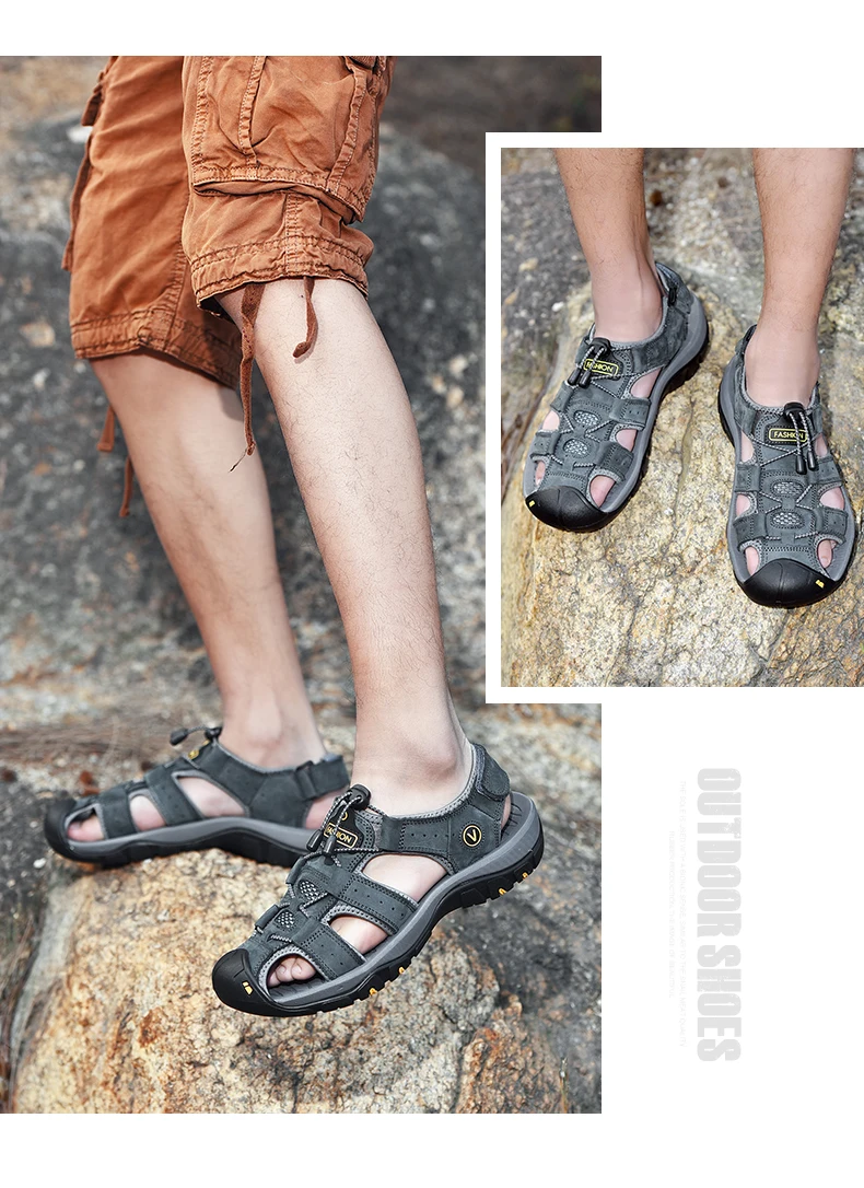 MIXIDELAI Genuine Leather Men Shoes Summer New Large Size Men's Sandals Men Sandals Fashion Sandals Slippers Big Size 38-47
