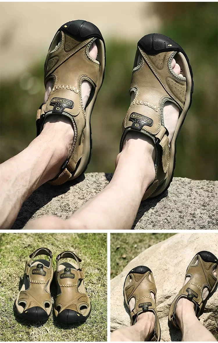 MIXIDELAI Genuine Leather Men Shoes Summer New Large Size Men's Sandals Men Sandals Fashion Sandals Slippers Big Size 38-47