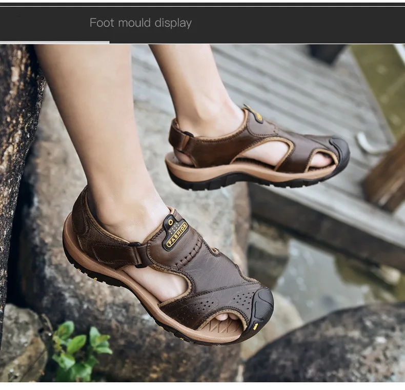 MIXIDELAI Genuine Leather Men Shoes Summer New Large Size Men's Sandals Men Sandals Fashion Sandals Slippers Big Size 38-47