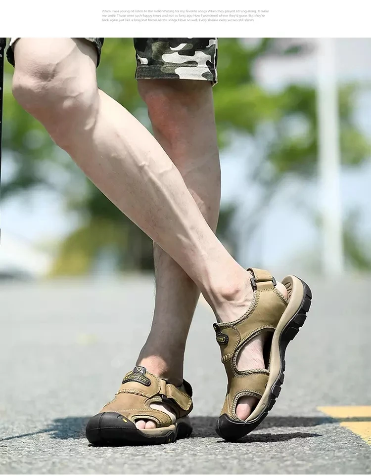 MIXIDELAI Genuine Leather Men Shoes Summer New Large Size Men's Sandals Men Sandals Fashion Sandals Slippers Big Size 38-47