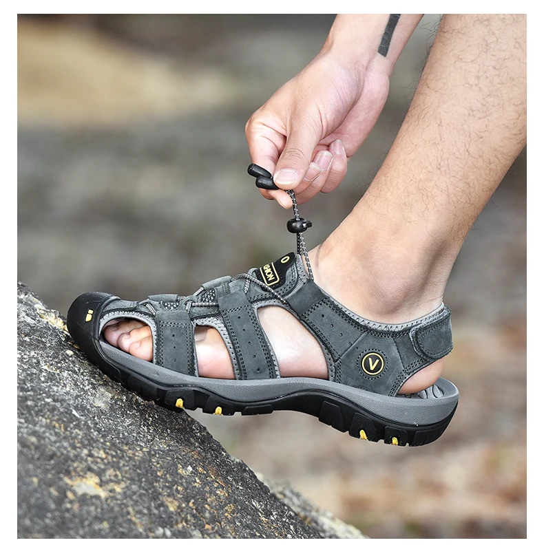 MIXIDELAI Genuine Leather Men Shoes Summer New Large Size Men's Sandals Men Sandals Fashion Sandals Slippers Big Size 38-47