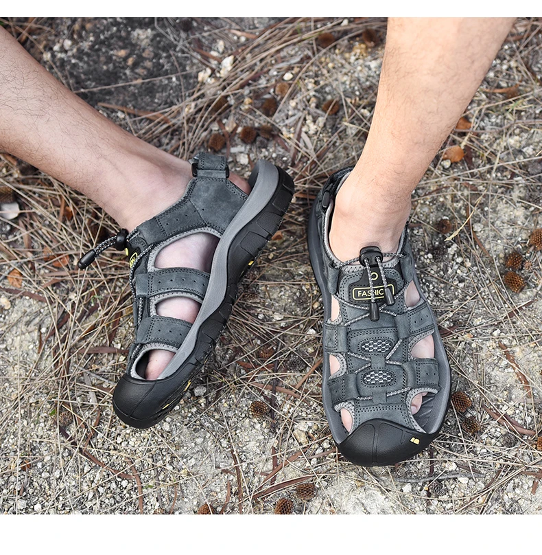 MIXIDELAI Genuine Leather Men Shoes Summer New Large Size Men's Sandals Men Sandals Fashion Sandals Slippers Big Size 38-47