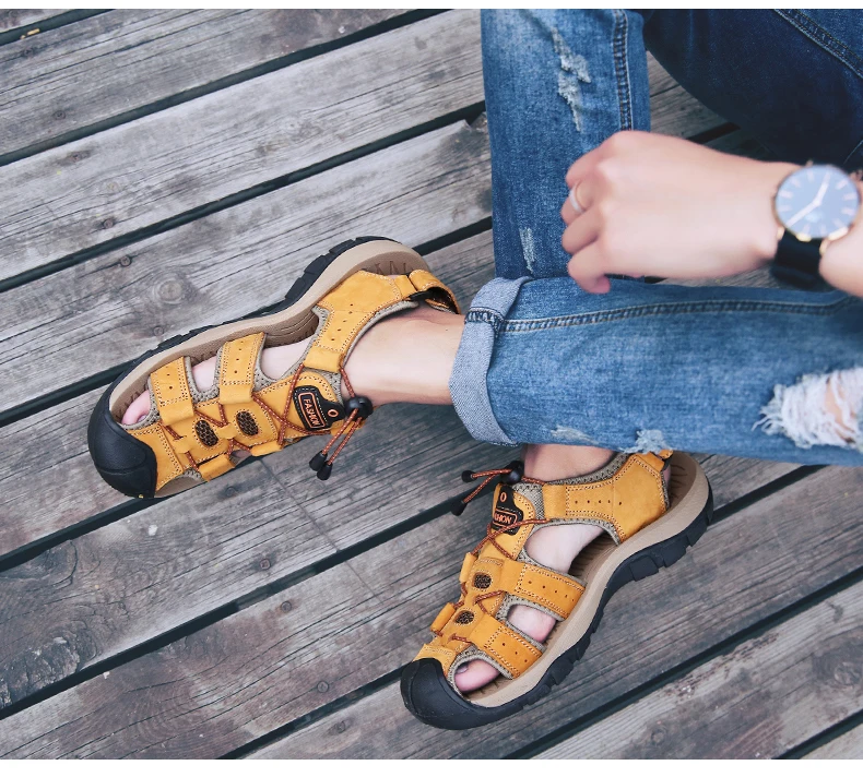 MIXIDELAI Genuine Leather Men Shoes Summer New Large Size Men's Sandals Men Sandals Fashion Sandals Slippers Big Size 38-47