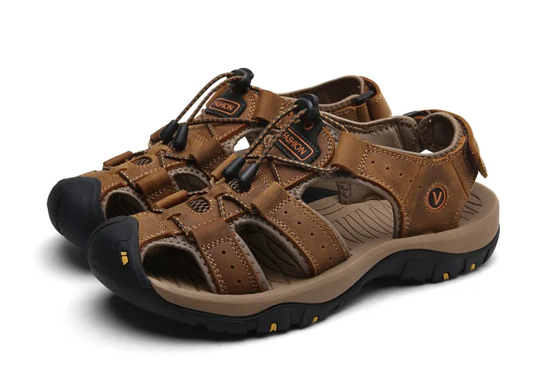 MIXIDELAI Genuine Leather Men Shoes Summer New Large Size Men's Sandals Men Sandals Fashion Sandals Slippers Big Size 38-47